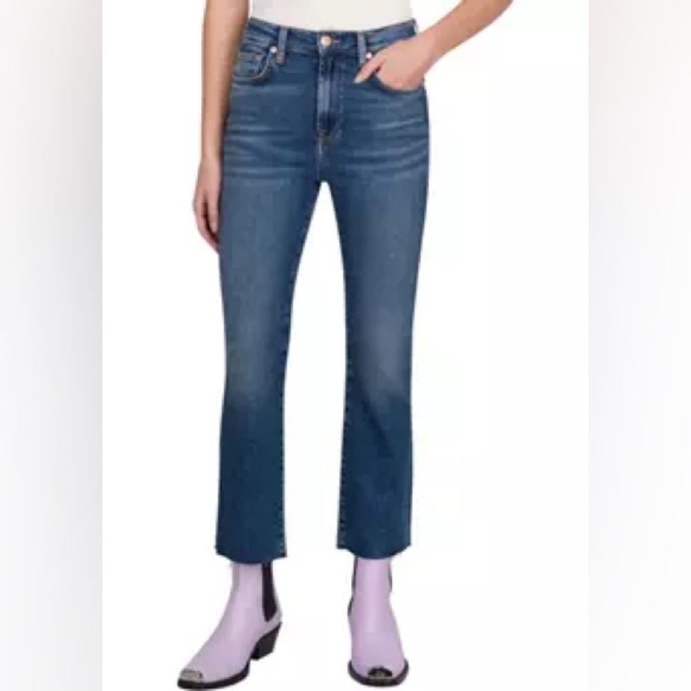 7 For All Mankind Luxe Vintage High Waist Slim Kick Jeans Cropped Blueprint NWT
